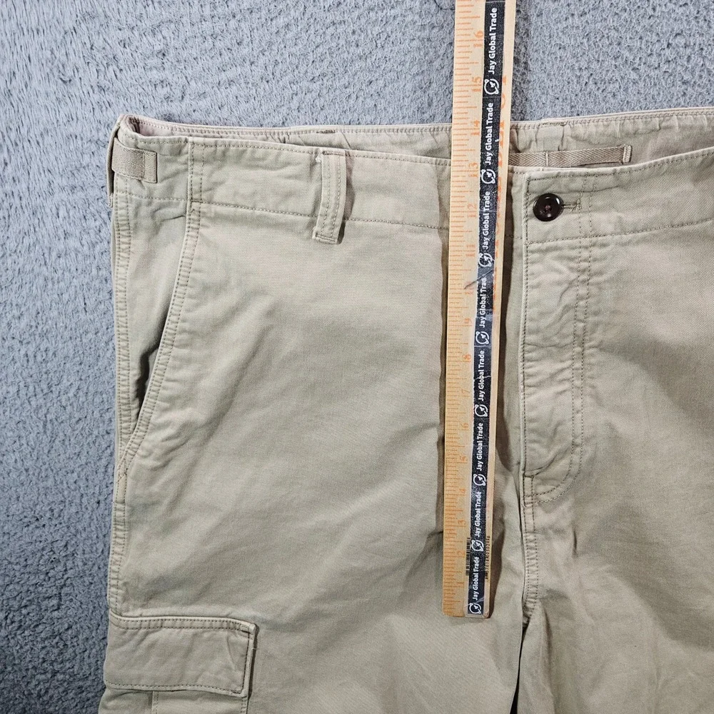 Banana Republic Mens 42x32 Khaki Tan Cotton Cargo Pants Adjustable Waist Utility